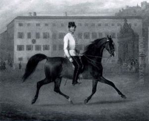 Prussian Officer On Horse by Carl Alois Martin Ebersberg