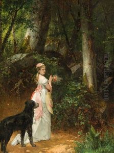 Junge Dame Im Wald by Anton Ebert