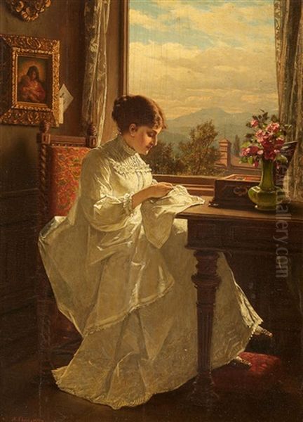 Interior With Girl Sewing - view 1