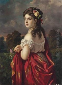 The Red Shawl by Anton Ebert
