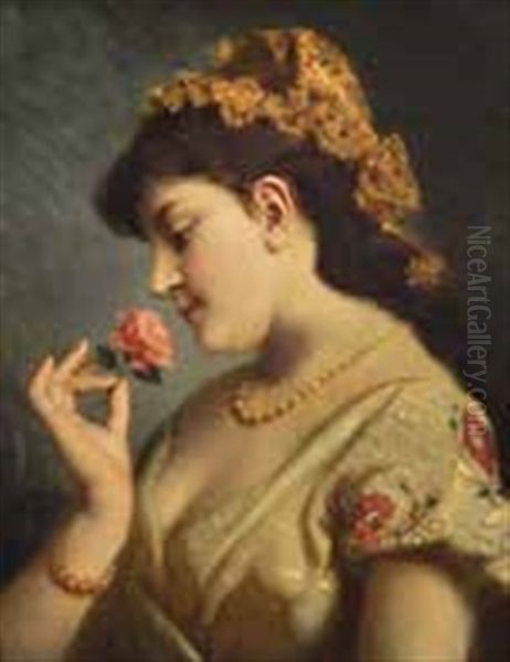 Bildnis Einer Jungen Dame, An Einer Rose Riechend - view 1