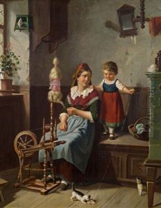 Hausliche Idylle by Anton Ebert
