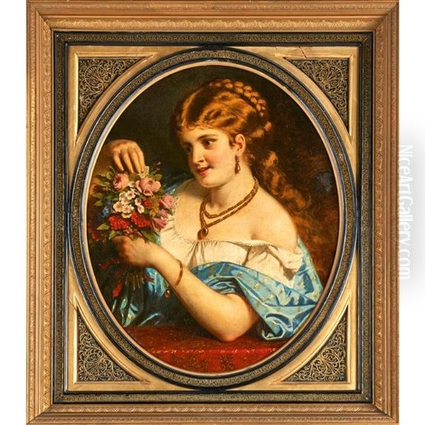 Portrait Of Young Woman With Bouquet - view 1