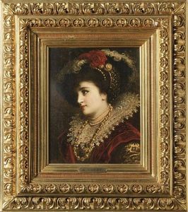 Portrait Einer Dame In Renaissancekleidung by Anton Ebert