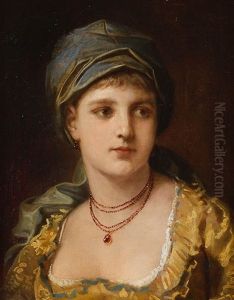 Junge Frau In Robe Mit Rubinschmuck Und Haube Junge Frau In Robe Mit Rubinschmuck Und Haube