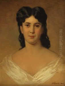 Halbbildnis Einer Biedermeier-dame, Der Blick Dem Betrachter Entgegengerichtet