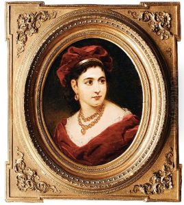 Junge Frau In Historischem Kostum by Anton Ebert