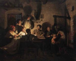 Zitherspiel Am Abend In Der Bauernstube