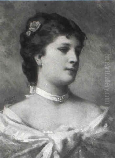 Portrat Einer Dame Mit Rosen Im Haar - view 1
