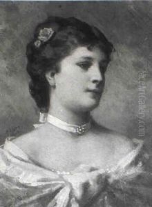Portrat Einer Dame Mit Rosen Im Haar by Anton Ebert