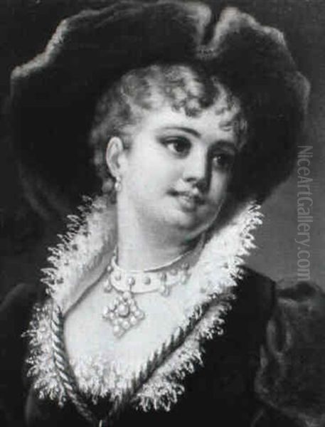 Dame Mit Federbarett - view 1