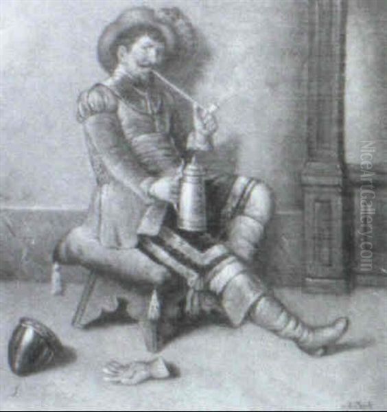 Conquistador Smoking A Pipe - view 1
