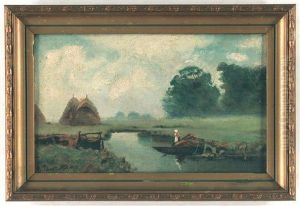 Landschaft Mit Bauerin Am Fluss by Carl Ebert