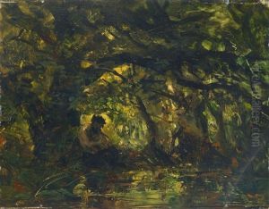Woodland Scene With Pan Playing A Flute by Carl Ebert