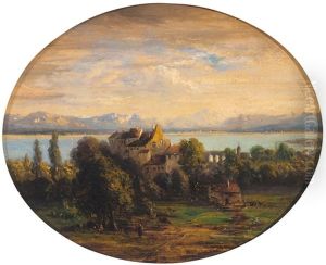 Blick Uber Mittelalterliche Hauser Auf Den Bodensee, Das Rheintal Und Gebirgspanorama