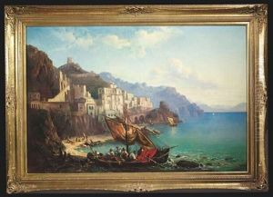 Blick Auf Amalfi Am Fruhen Morgen by Carl Ebert