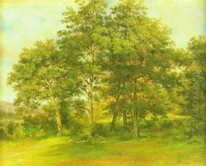 Sonnenbeschienene Waldlichtung by Carl Ebert