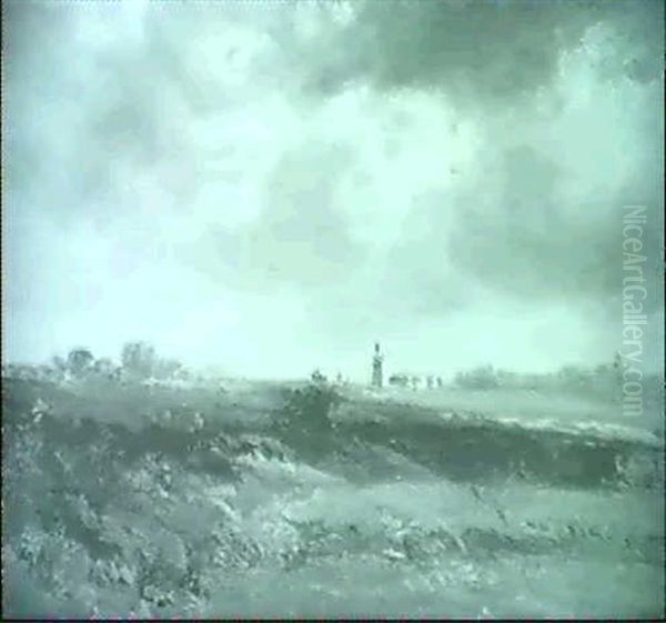 Hirtin Mit Herde In Einer Wiesenlandschaft - view 1
