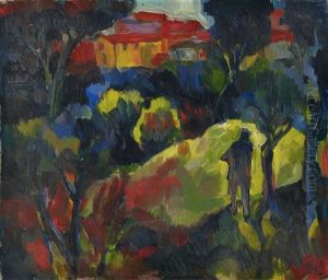 Untitled (dekorative Landschaft/die Getraumte Stadt) by Josef Eberz