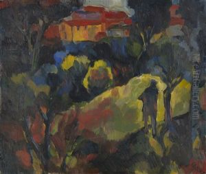 Dekorative Landschaft (getraumte Stadt) by Josef Eberz