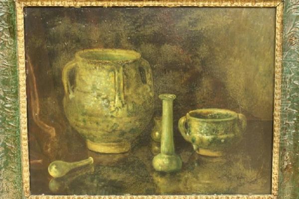 Stilleven Met Antiek Aardewerk En Glas - view 1
