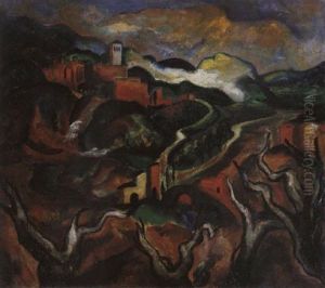 Landschaft Mit Burg by Josef Eberz