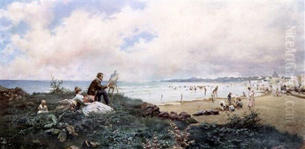 The Artist And His Family On The Beach - view 1
