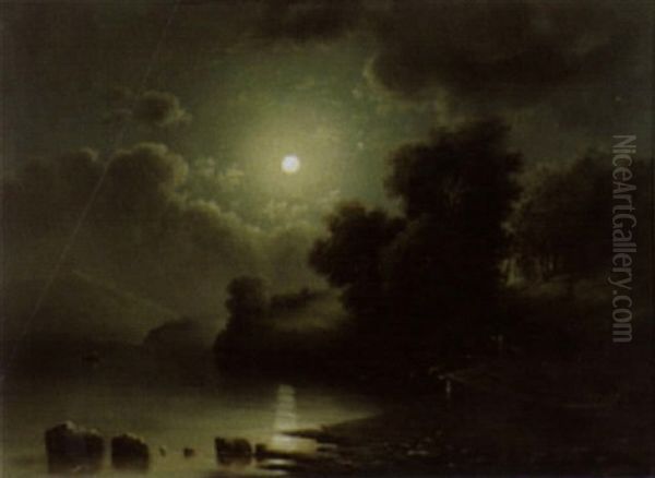 Nachtliche Partie An Einem See - view 1