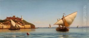 View From The Bay Of Kotor (catarro) With Sailing Ships And A Castle View From The Bay Of Kotor (catarro) With Sailing Ships And A Castle