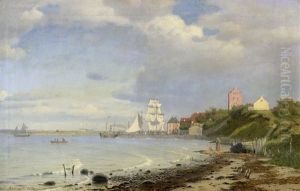 Schiffe Vor Der Kuste Von Middelfart Auf Funen