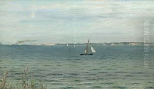 Kleines Segelboot In Einer Fjordlandschaft by Christian Eckardt
