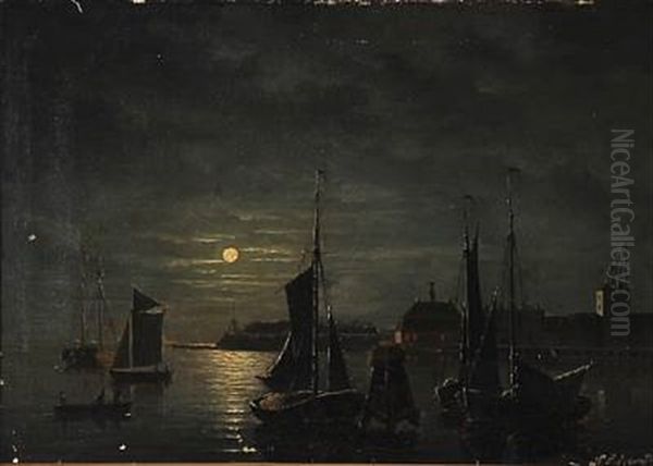 View From Copenhagen Harbour At Night Time - view 1