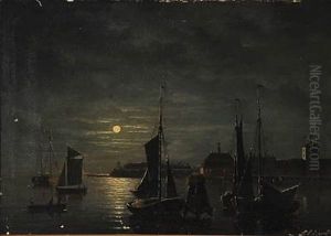 View From Copenhagen Harbour At Night Time by Christian Eckardt