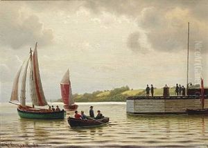 Harbour Scene With A Pilot Boat by Christian Eckardt