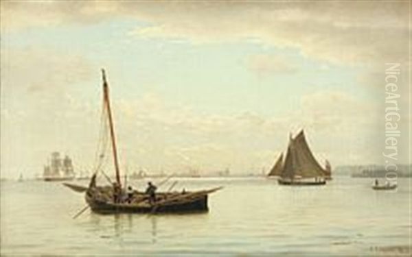 Sailing Boats Along Copenhagen Habour - view 1
