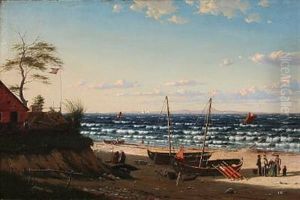 Scene From The Danish Coast At Northern Zealand With A View To Kullen In Sweden by Christian Eckardt
