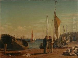 Fishermen In Conversation On Kalkbraenderihavnen, Denmark by Christian Eckardt