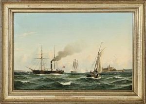 Seascape With Ships Off The Coast Of Elsinore Castle