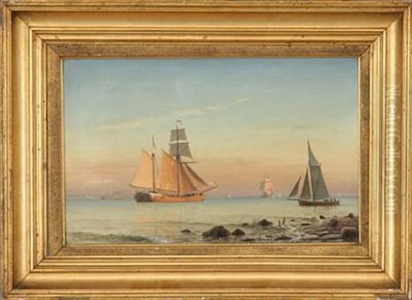 Ships At Sea In The Evening Sun - view 1