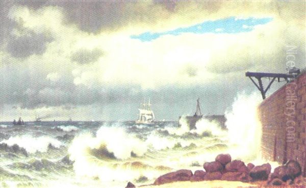 Marine Med Talrige Sejlskibe Naer Mole - view 1