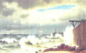 Marine Med Talrige Sejlskibe Naer Mole