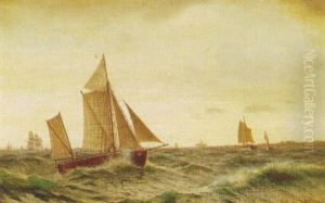 Marine Med Sejlskibe, I Baggrunden Kronborg by Christian Eckardt
