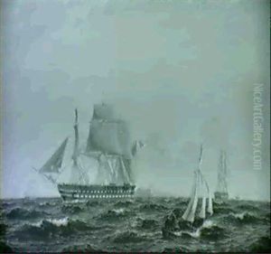 Marine Med Sejlskibe Ud For O Med Forsvarsvaerk Og Molle by Christian Eckardt