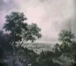 Reisende In Waldlandschaft by Hendrik Daniel Eckelboom