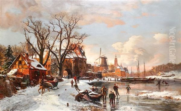 Dutch Frozen River Landscape - view 1