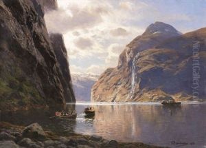 Die Sieben Schwestern Am Geirangerfjord by Karl Paul Themistocles von Eckenbrecher