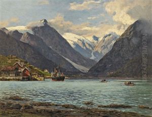 Bei Mundal Am Fjaerlandsfjord by Karl Paul Themistocles von Eckenbrecher