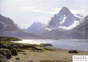 Norwegian Fjord Landscape by Karl Paul Themistocles von Eckenbrecher