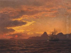 Schooner At Sunset by Karl Paul Themistocles von Eckenbrecher