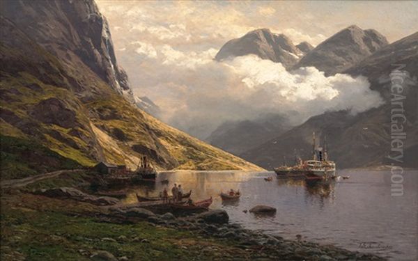 Packet Ships In A Fjord - view 1